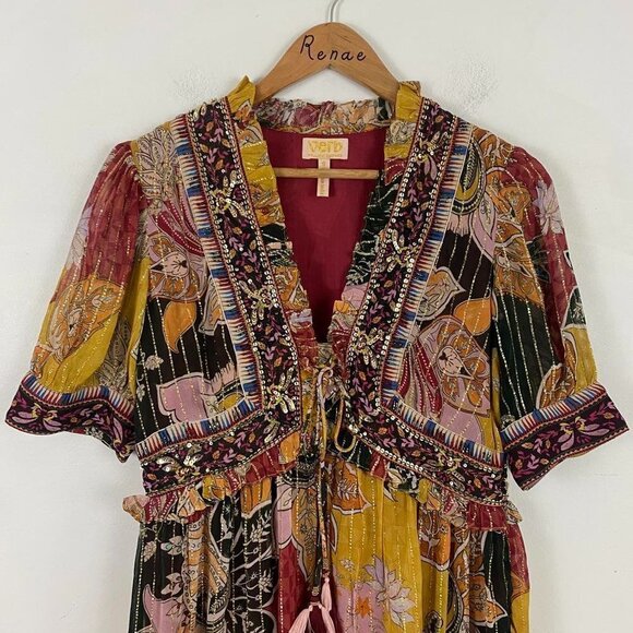 VERB by Pallavi Singhee Anthropologie pattern ruffle sequin mini dress - Picture 4 of 8